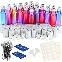 Los mejores  - EEIEER 24 mini Botellas de cristal de rodillo -10 ml de contenedor rellenable enrollable en botellas para aceites…
